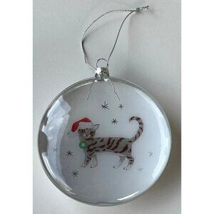 Fringe Studio, Inc. Christmas Holiday Cat Glass Ornament Plastic Metallic-BOXED